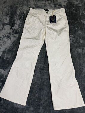 Democracy Womens White Corduroy Ab Solution Pants Size 14 NWT